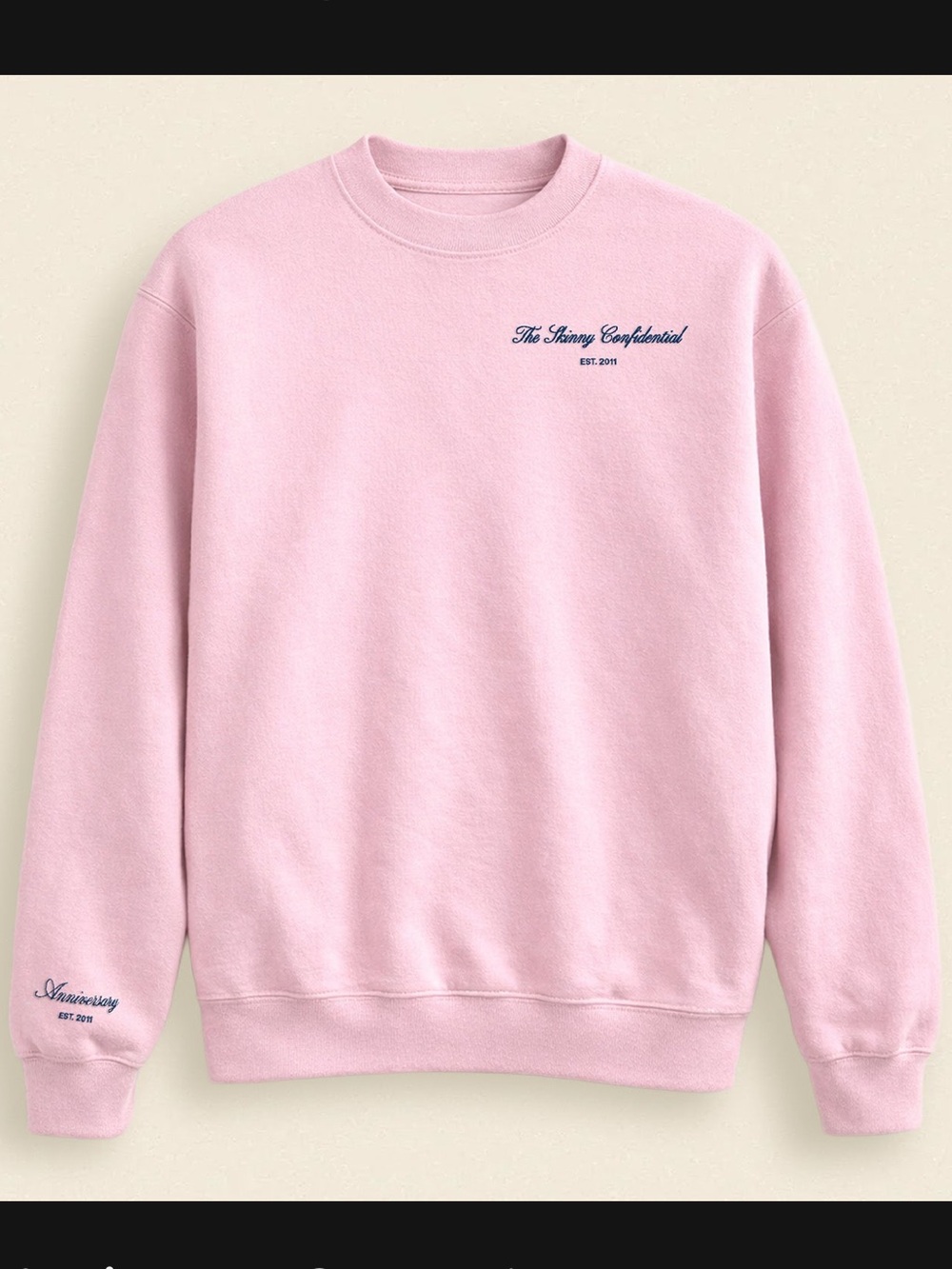 The Skinny Confidential Anniversary Crewneck Sweatshirt - Light Pink